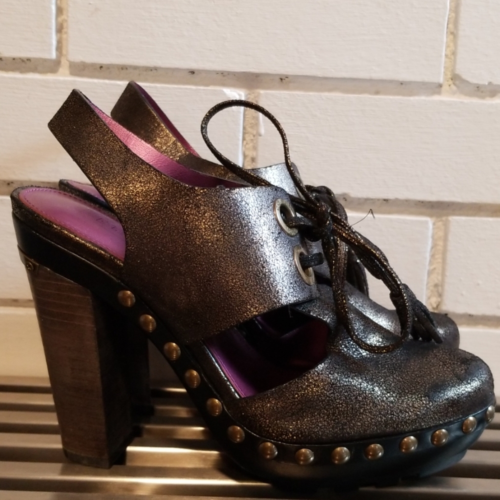 Coach platform wooden block heels